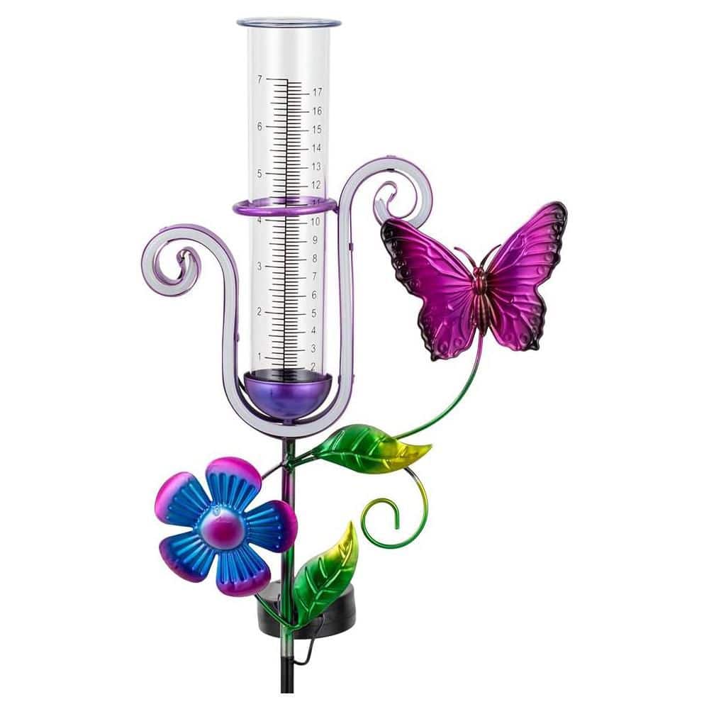 7 in. Acrylic Tube Butterfly Rain Gauge with Metal Stake Solar Powered price history on PriceWatchPro