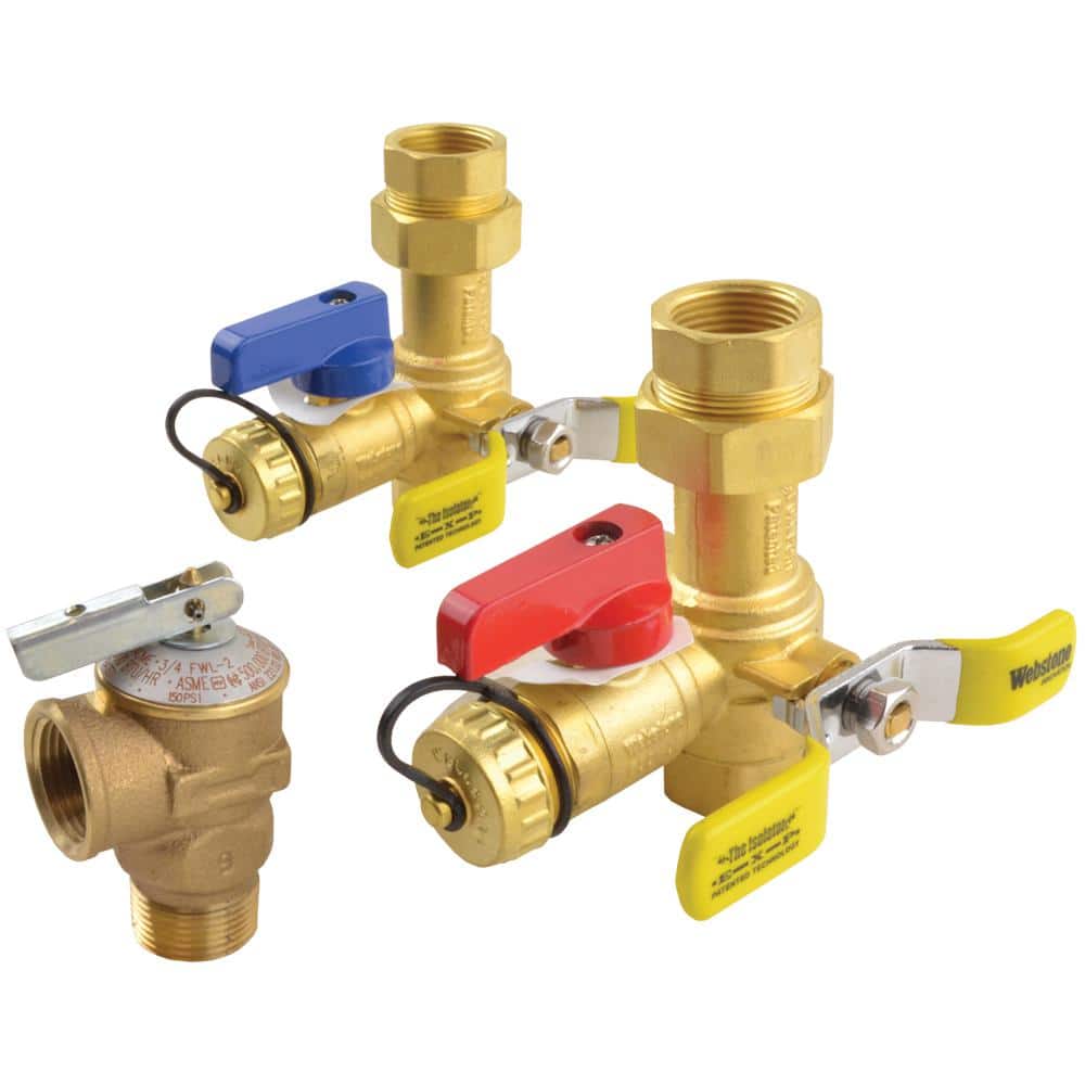 Tankless Water Heater Brass Service Valve Hot Cold Relief Leak Proof Drain Flush 