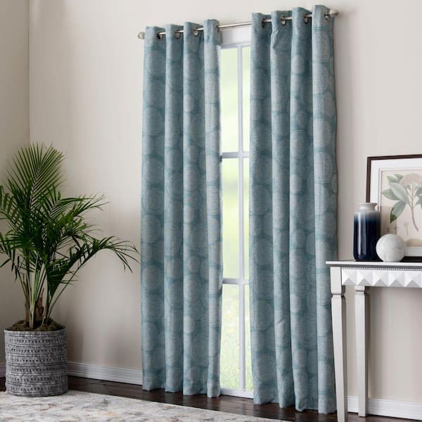 Natco Mandera 50 in. W x 63 in. L Polyester Room Darkening Window Panel in Teal