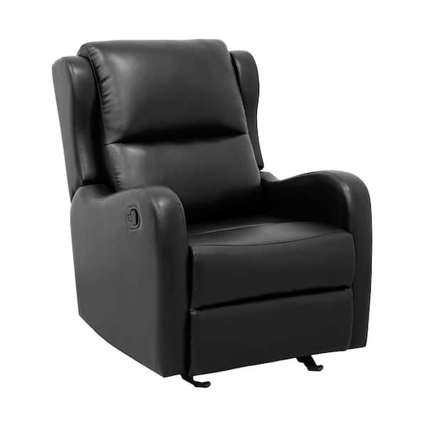 Lazzara Laurel Black Faux Leather Manual Glider Recliner