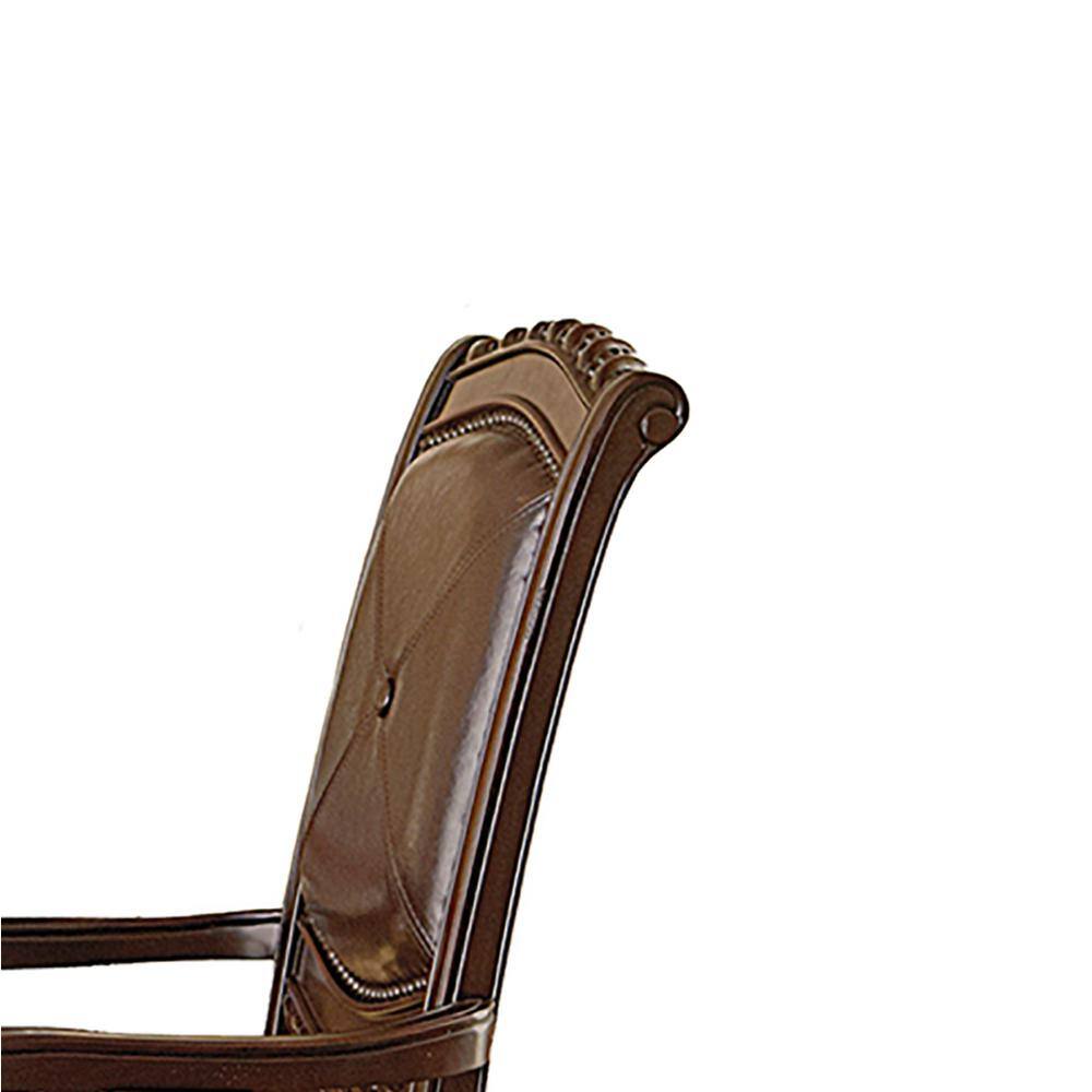 Antoinette Brown Leather Upholstered Traditional Side Chair