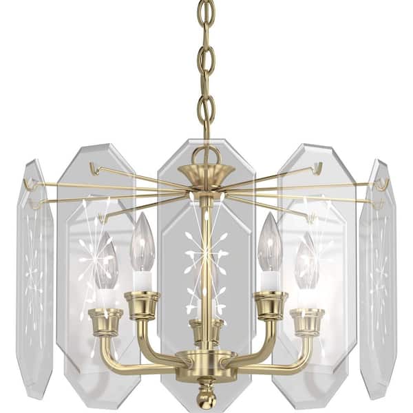 5-Light Polished Brass Interior Chandelier