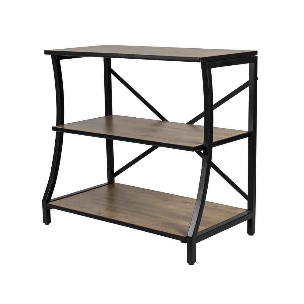 Gray and Black Metal and Wood 3-Tier Aquarium Stand