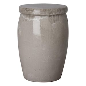 12 in. Gray Ceramic Drum Too Stool/Accent Table