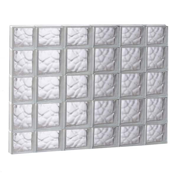 Clearly Secure 42.5 in. x 34.75 in. x 3.125 in. Frameless Wave Pattern Non-Vented Glass Block Window