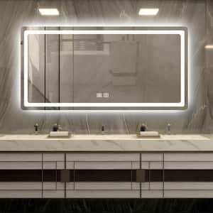 56 in. W x 28 in. H Rectangular Frameless Anti-Fog Dimmable LED Light Vertical/Horizontal Wall Bathroom Vanity Mirror