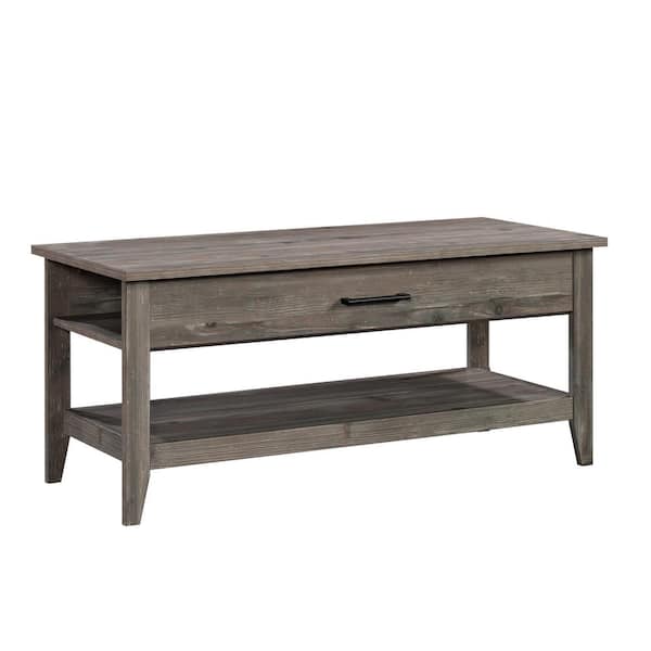 SAUDER Summit Station 43 in. Pebble Pine Rectangle Particle Board Coffee Table with Lift-Top