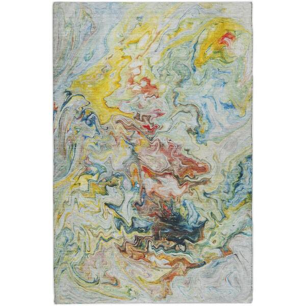 Dream Shag Premium Machine Washable Abstract ADS603 Ivory 10 ft. x 14 ft. Area Rug
