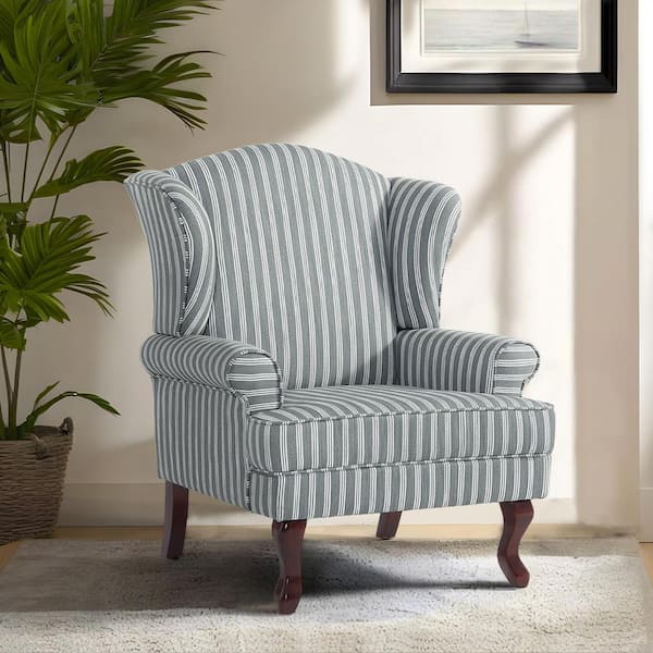 Uixe Mid-Century Retro Style Stripe Gray Linen Upholstered
