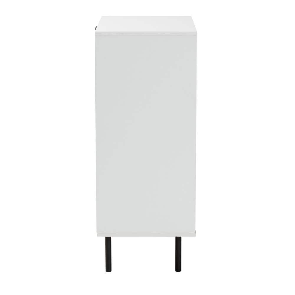 Karima Mid-Century Modern White and Natural Brown Wood Chest of Drawers