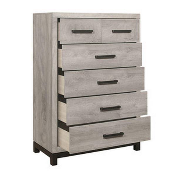 Benjara 34 in. Gray 6-Drawer Wooden Dresser Without Mirror