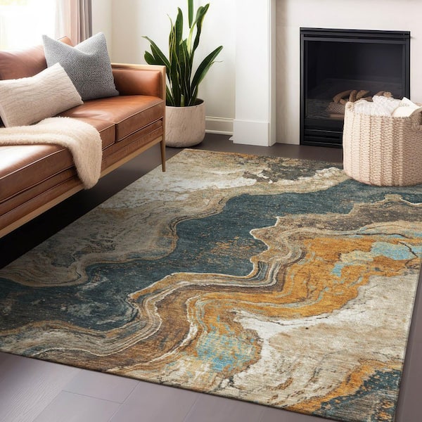Chantille Machine Washable Indoor/Outdoor Abstract ACN1907 Wheat 3 ft. x 4 ft. Area Rug