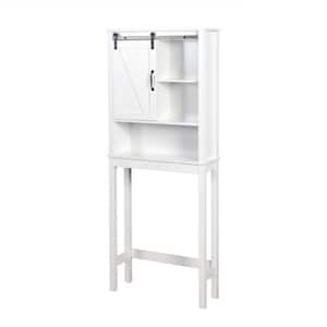 27.16 in. W x 9.06 in. D x 67 in. H White Linen Cabinet Wooden Bathroom Floor Storage Cabinet with Drawer and Shelf
