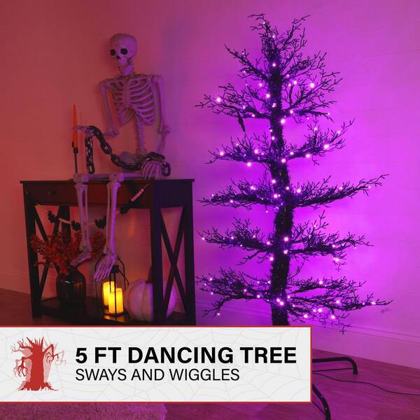 Haunted Hill Farm 5-ft. Dancing Halloween Tree with Purple LED 