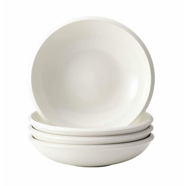 Rachael Ray Dinnerware Rise 4-Piece Stoneware Soup and Pasta Bowl Set in White