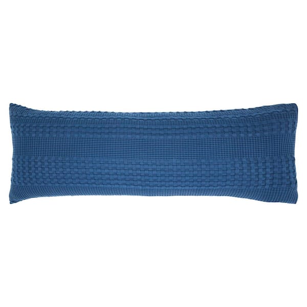 Waffle Weave Navy Blue 20x54 Body Pillow Cover