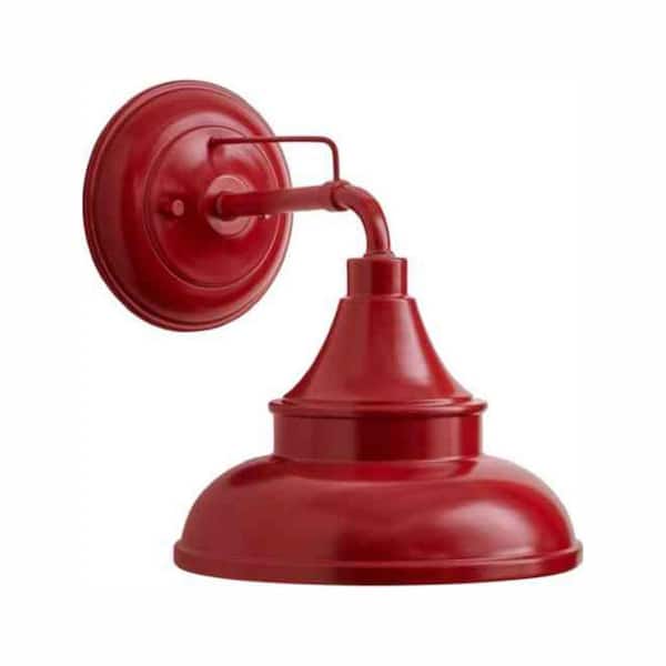 11 in. Colonial Red Hardwired Barn Light Outdoor Wall Light Sconce