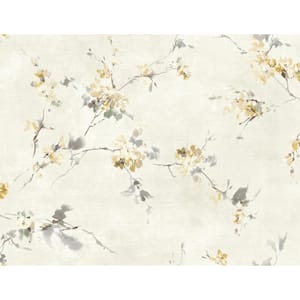 Spring Flower Beige and Orange Paper Non-Pasted Strippable Wallpaper Roll (Cover 60.75 sq. ft.)