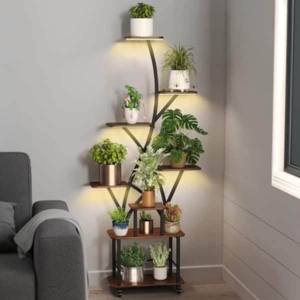 Unbranded Plant Stand Indoor with Grow Light,8 Tiered Plant Shelf  Indoor,Corner Plant Stand,64" Tall Plant Shelf Flower Stand P314625Q