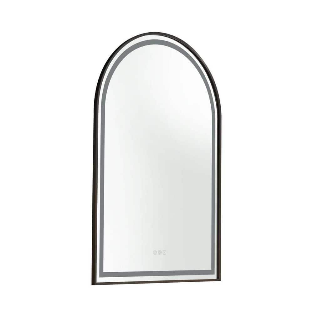 26 in. W x 39 in. H Arched Stainless Steel Framed LED Wall Mount Bathroom V