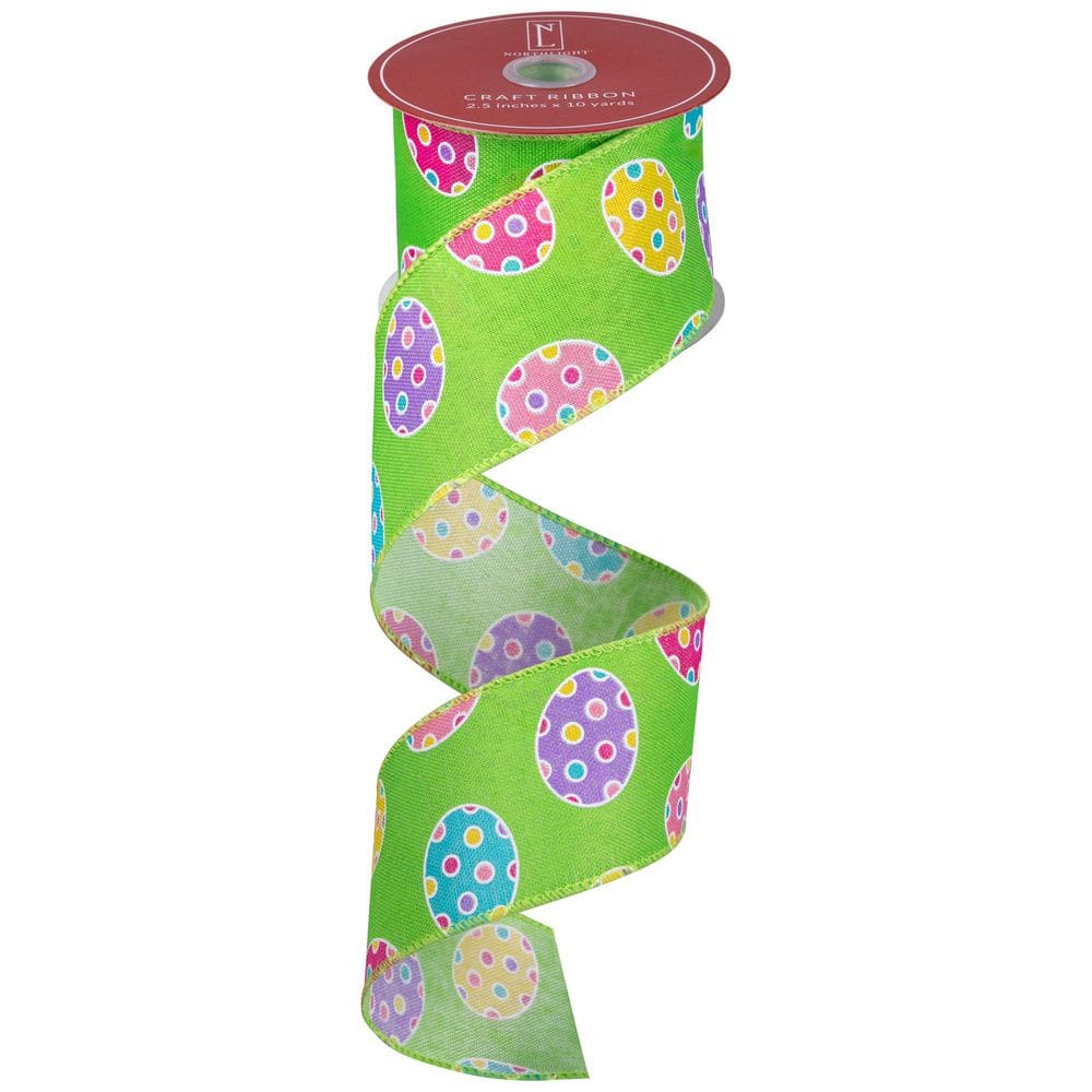 Easter Egg Design Wired Spring Craft Ribbon-2.5 in. x 10 Yards-Green price history on PriceWatchPro