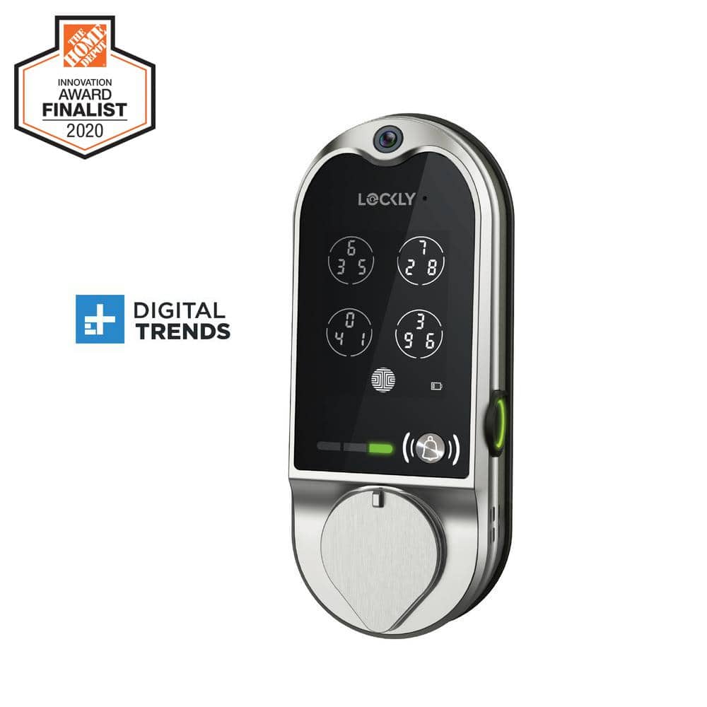 1000px x 1000px - Lockly Vision Satin Nickel Deadbolt WiFi Smart Lock with Video Doorbell,  Fingerprint, Keypad, App, Voice Control, 2-Way Audio PGD798SN - The Home  Depot