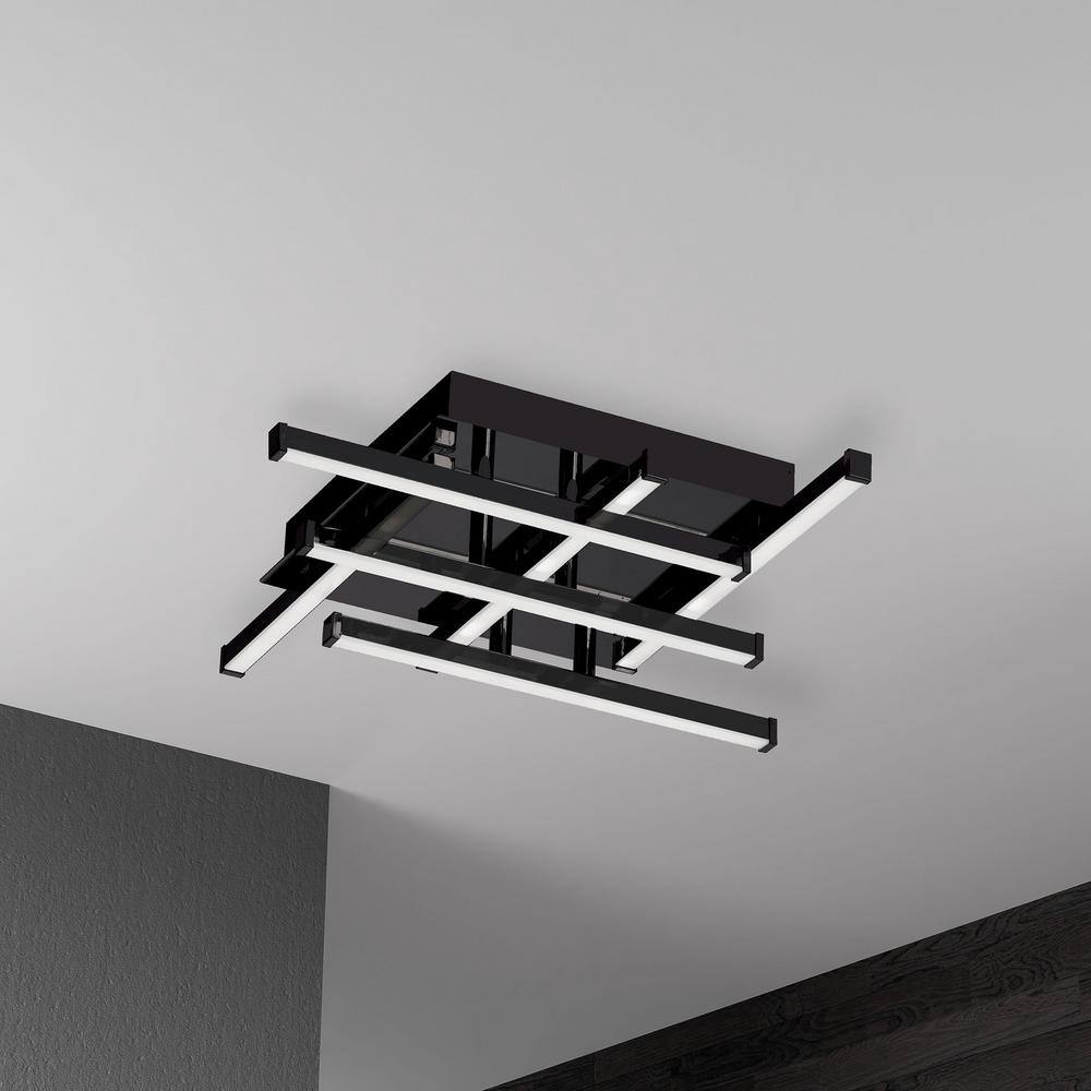 Matte Black Glass LED Sputnik Flush Mount Ceiling Light