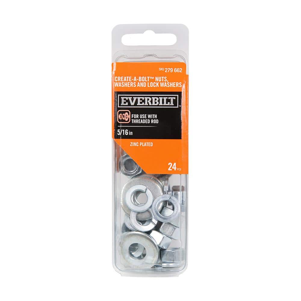 Everbilt 8Pieces 5/16 in. ZincPlated Nuts, Washers and Lock Washers
