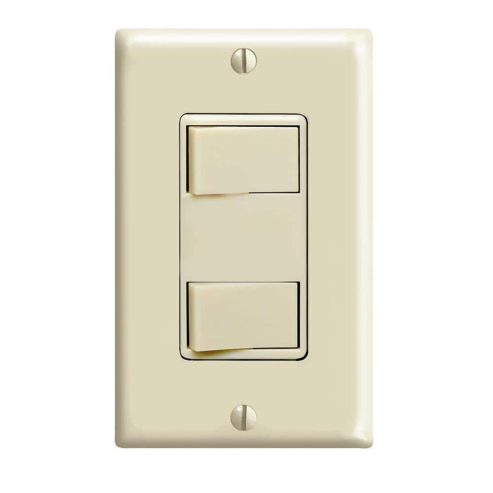 Leviton 15 Amp Commercial Grade Combination Two Single Pole Rocker Switches, Ivory