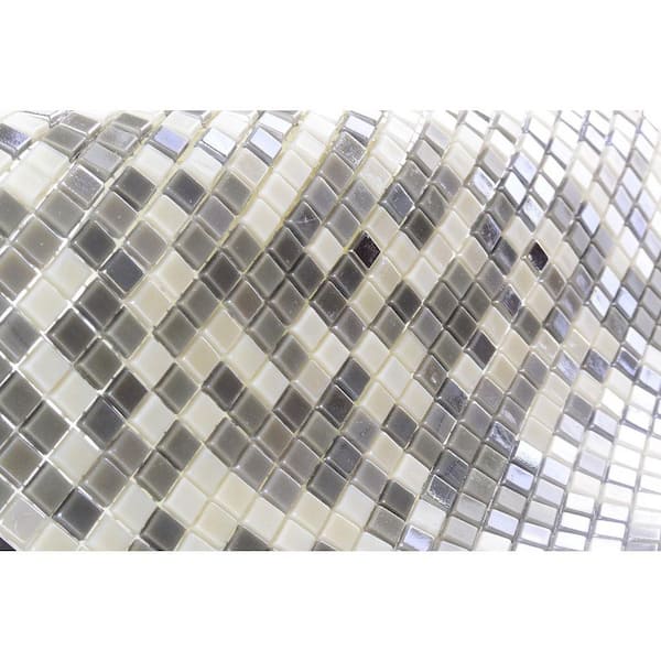 Galaxy Iridescent Gray 12 in. x 12 in. Glossy Glass Mosaic Wall Floor and Pool Tile (2 sq. ft./Case)