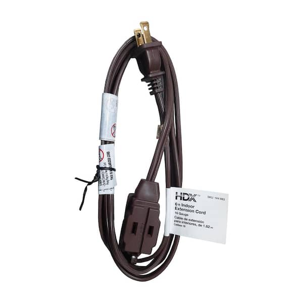 HDX 6 ft. 16/2 in. Extension Cord Cube Tap in Brown HD#144