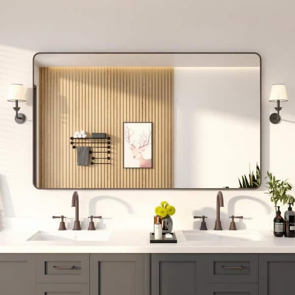 60 in. W x 36 in. H Rectangular Framed Wall Bathroom Vanity Mirror in Oil Rubbed Bronze
