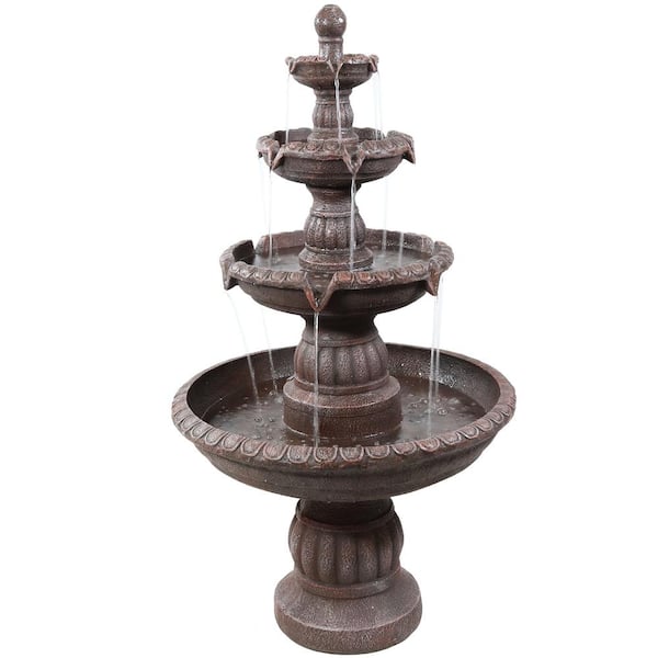 49 in. 4-Tiered Mediterranean Outdoor Water Fountain