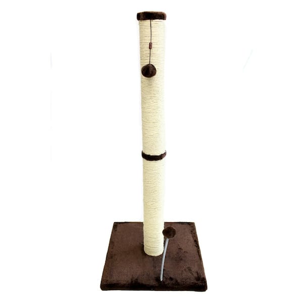 CATCRAFT 36 in. Sisal Scratching Post (Dark Chocolate Fur 16 in. x 16 in. Base)