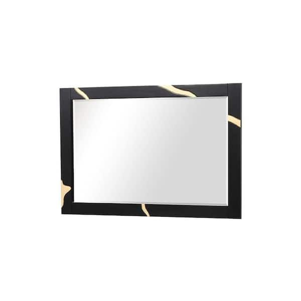 Goldie Black and Gold 1.5 in. W x 35 in. H Modern and Contemporary Rectangle Wood Framed Mirror