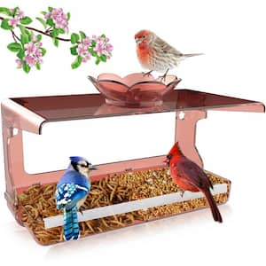 Window Pink Wild Bird Feeder with 3 Birds Capacity for Outdoor