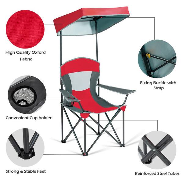 Casainc Red Metal Portable Folding, Portable High Chair With Canopy