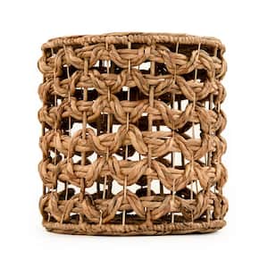 No-Drawer Brown Seagrass Woven 0-Nightstand 16 in. H x 16 in W x 16 in. W D Indoor Floor Pouf