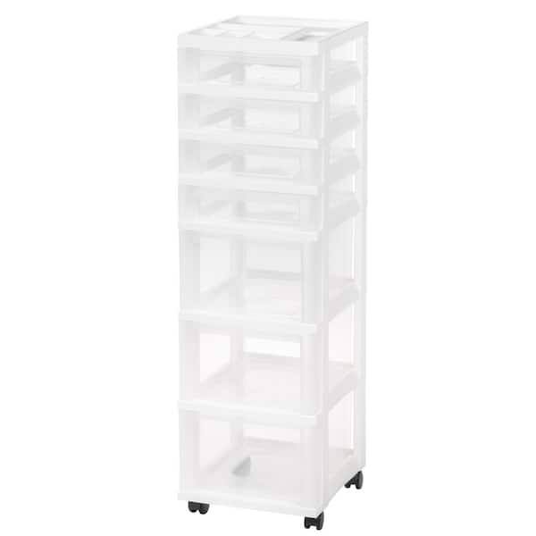 Iris 12.05 in. x 42.137 in. White Drawer Storage Cart with Organizer Top