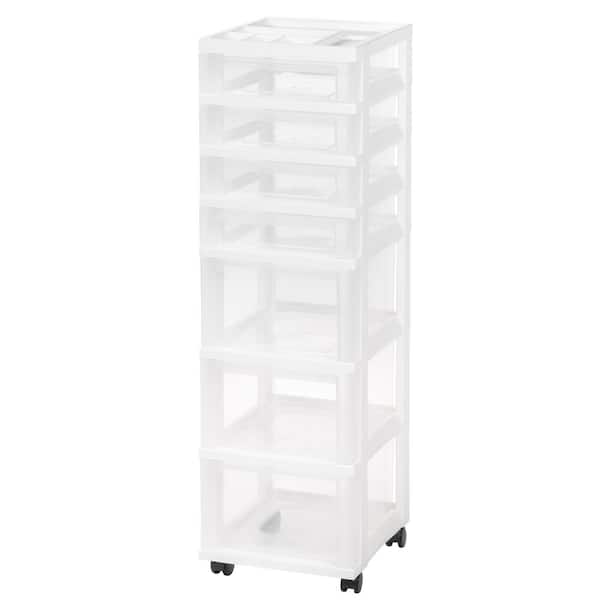 IRIS 12.05 in. x 42.13 in. White 7-Drawer Storage Cart with Organizer Top (2-Pack)