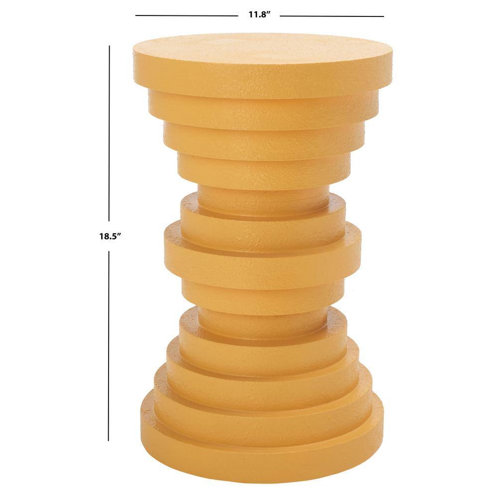 Ali Yellow Fluted Round Wood Accent Table