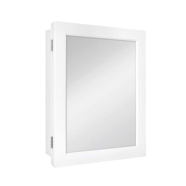 Photo 1 of 15-1/4 in. W x 19-3/8 in. H Rectangular Framed Recessed or Surface-Mount Bathroom Medicine Cabinet with Mirror, White