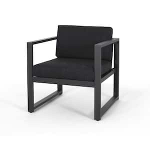 Jameson Aluminum Outdoor Patio Lounge Chair with Dark Gray Cushions