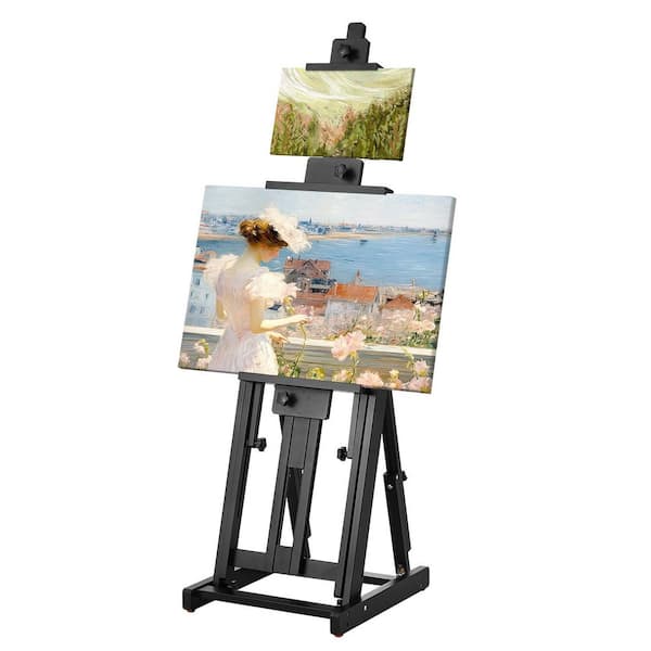 Studio H-Frame Easel, Holds Canvas Art up to 77 in. Beechwood Artists Easel for Painting, 22 lbs. Capacity Studio Easel