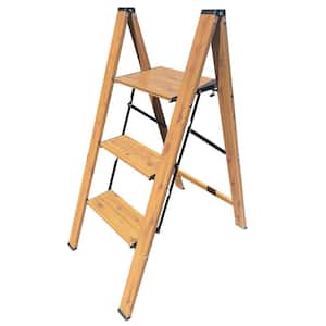 8 ft. Reach Aluminum Wood Grain Folding Step Ladder with 330 lbs. Load Capacity