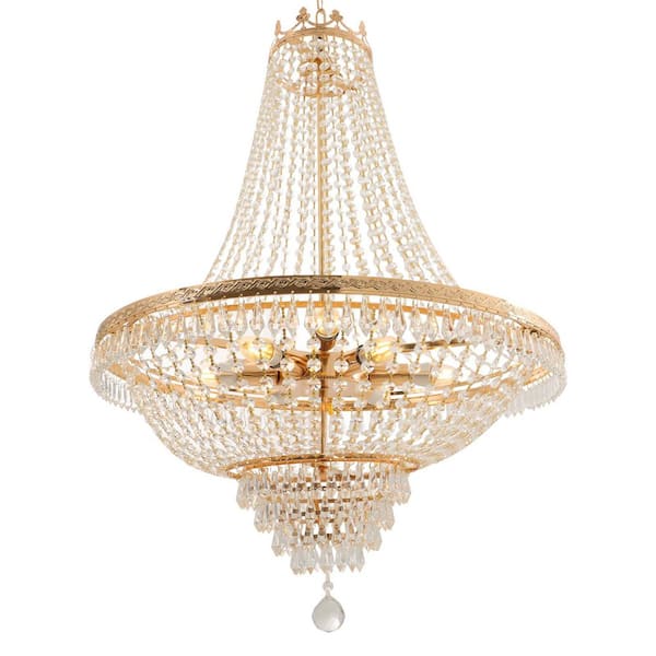 9号 AVALANCHE GOLDEJEWELRY Bayfeve Modern Crystal Chandeliers 9 -Light Brushed Gold