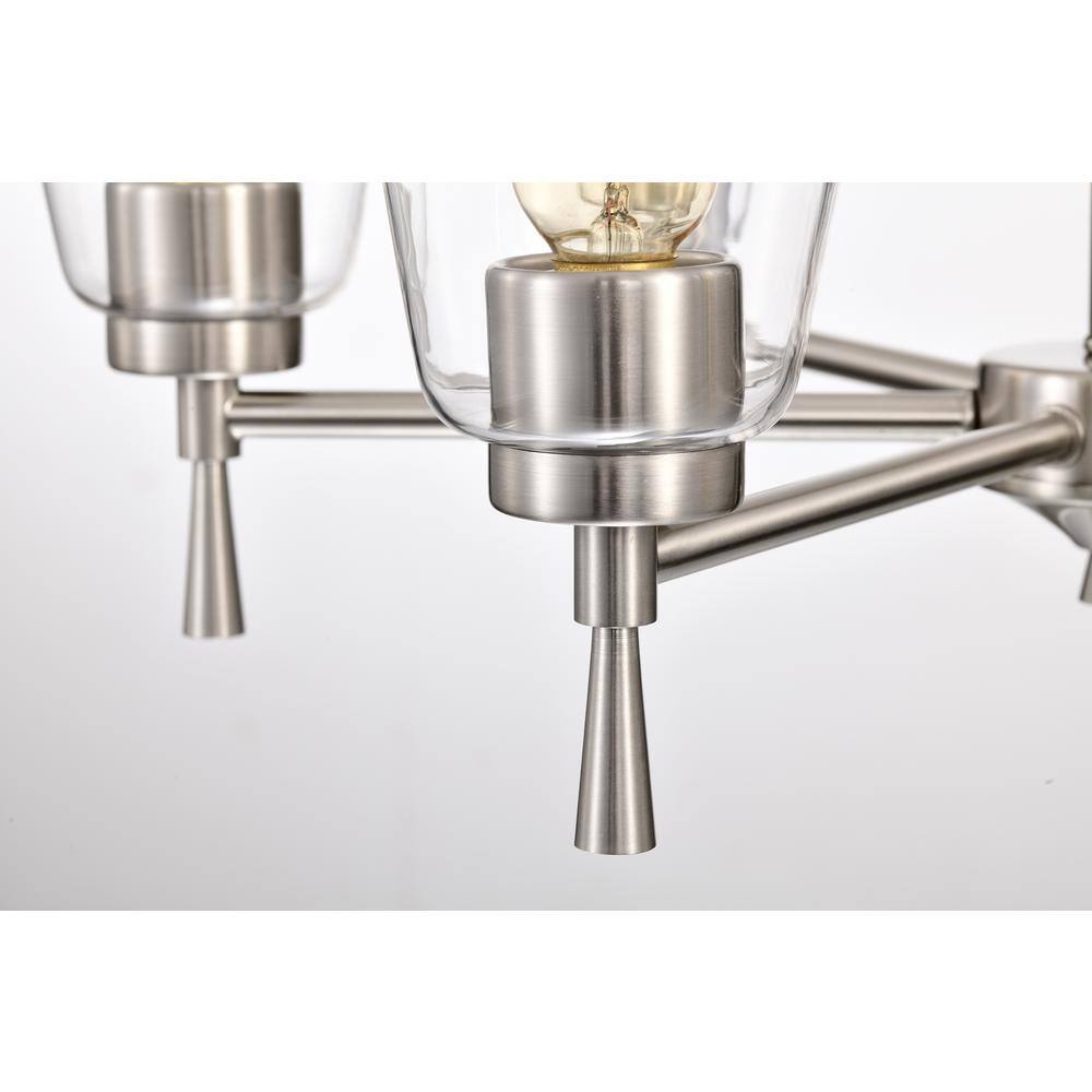 Brushed Nickel 6-Light Modern Chandelier with Clear Cone Glass Shades