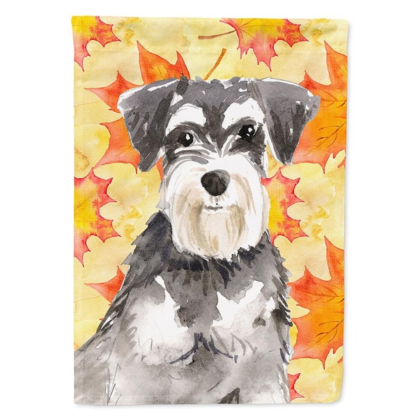 Caroline's Treasures 11 in. x 15-1/2 in. Polyester Fall Leaves Schnauzer #2 2-Sided 2-Ply Garden Flag