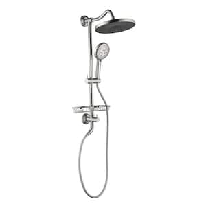 ShowerSpas 4-Spray Round High Preasure Adjustable Slide Bar Shower and Soap Dish with Hand Shower in Brushed Nickel