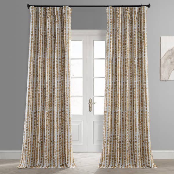 Exclusive Fabrics & Furnishings Gumdrop Honey Gold Room Darkening Rod Pocket Curtain - 50 in. W x 96 in. L (1 Panel)